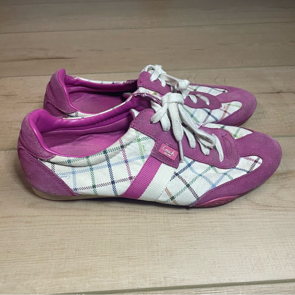 Coach Women’s Pink Suede Tennis Shoes 9.5